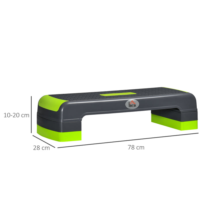 Aerobic stepper, 3-trins højdejusterbar, op til 150 kg, 78 x 28 x 20 cm, grå/grøn