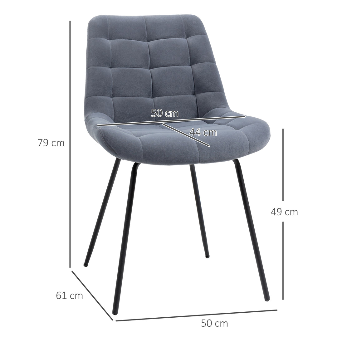 Sæt med 2 retro spisestole i velour 50 cm x 61 cm x 79 cm mørkegrå