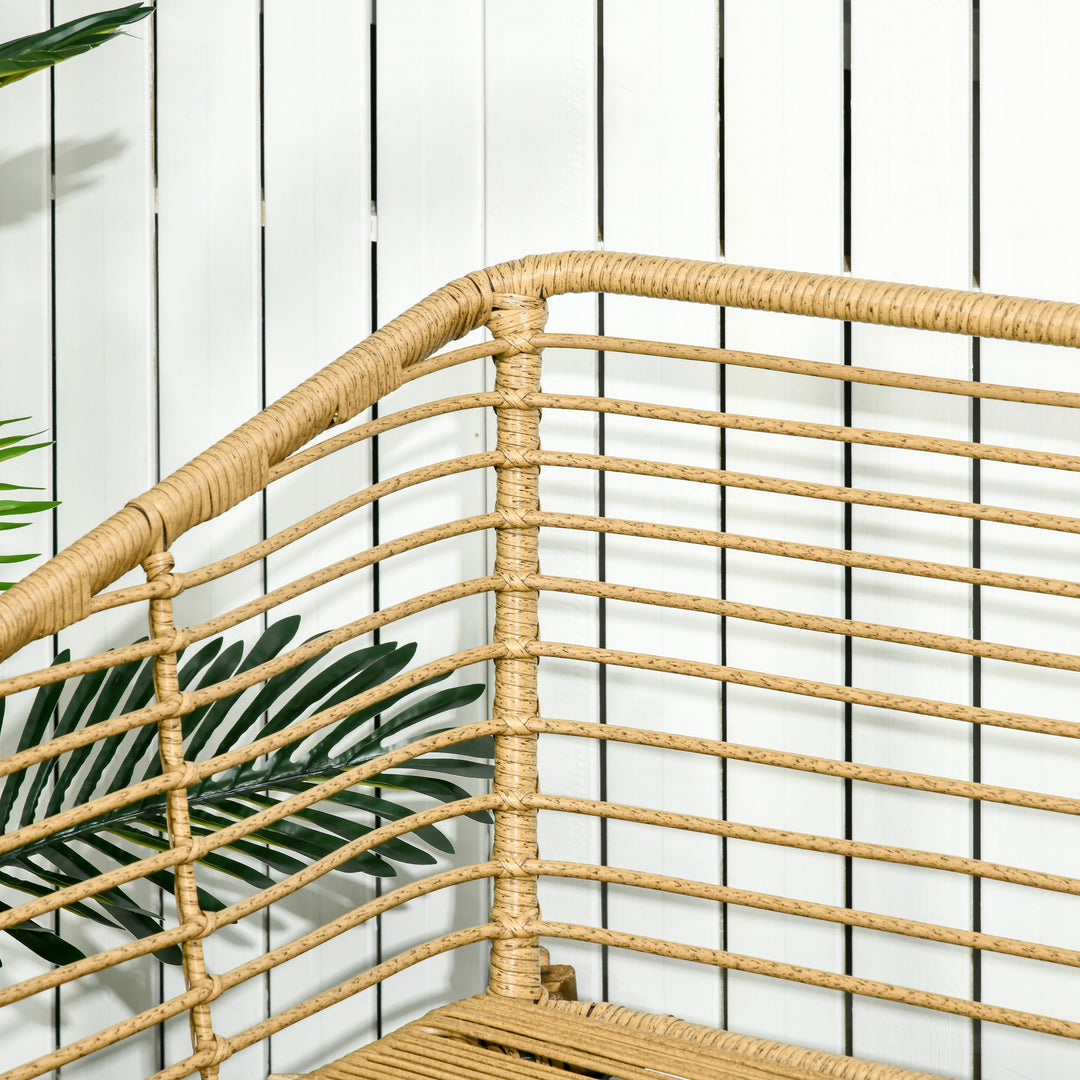 Havemøbelsæt til 4 personer, rattan siddesæt med hynder, boho-stil balkonmøbler, sand + mørkegrå