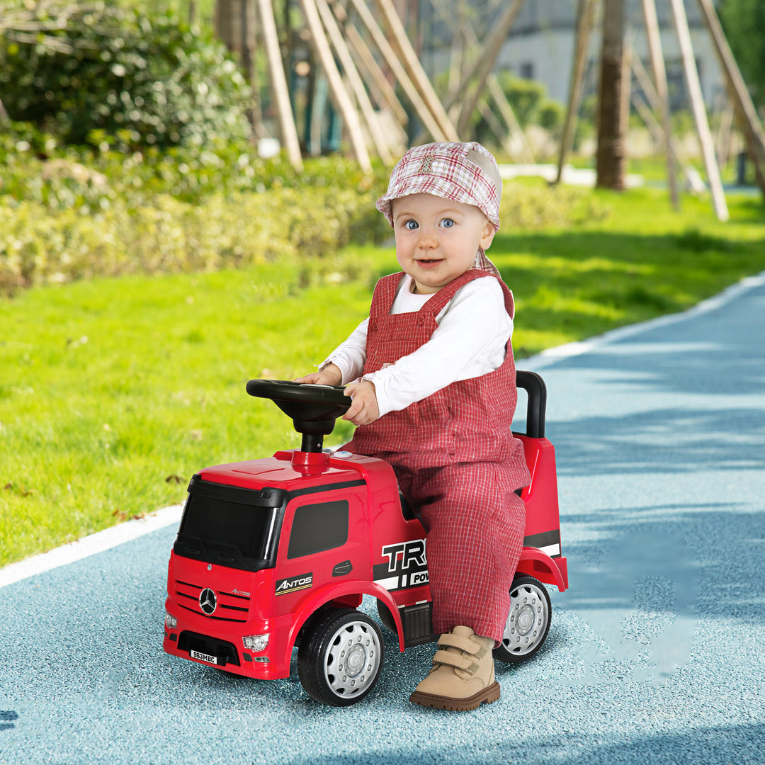 Køretøj køretøj baby køretøj børnebil licenseret af mercedes antos lastbil style med lys til børn fra 12 til 36 måneder metal pp plast rød+sort 62,5x28,5x45cm