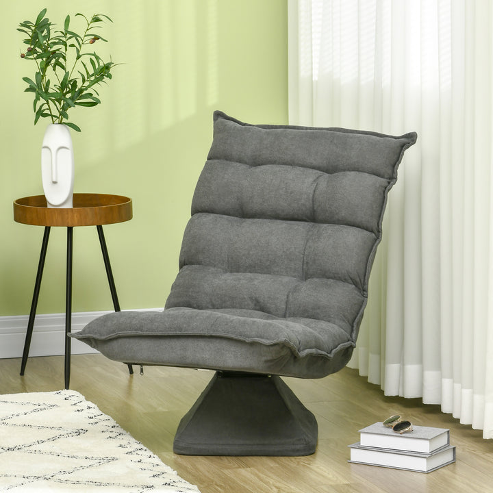 Hvilestol med justerbar lænefunktion, drejelig, linnedlook, 62 cm x 70 cm x 95 cm, grå