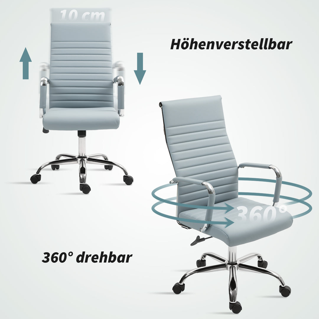 Kontorstol, drejestol med vippefunktion, højdejusterbar, kunstlæder, op til 120 kg, lysegrå