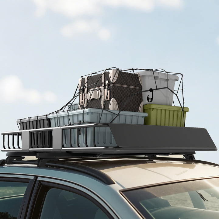 Metal tagbøjle til biler, 162x99x16cm, universal bagagebærer, tagbøjle, lasteevne på 100 kg, bagagekurv til camping, grill, bilture, sort