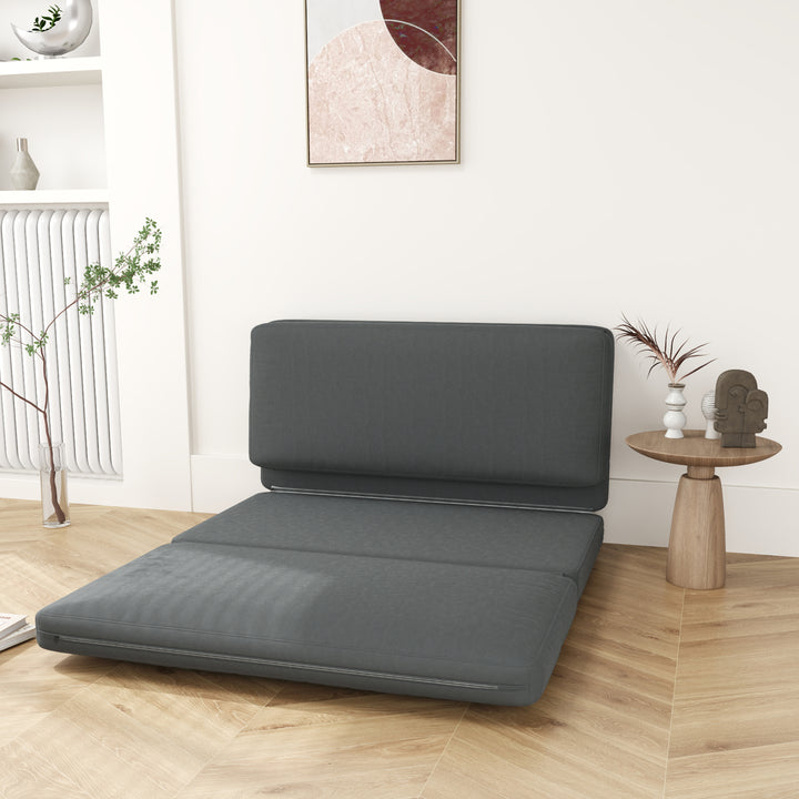 3-I-1 foldbar lænestol med gæstemadras, delbar, 138 cm bred, mørkegrå