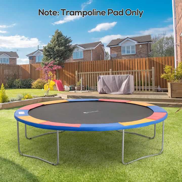 Trampolinkantbetræk 366 cm bredt, rivefast uv-bestandigt fjederbetræk, vandafvisende, trampolintilbehør kantbeskyttelse sikkerhedsnet reservedele til havetrampoliner, rød+gul+blå