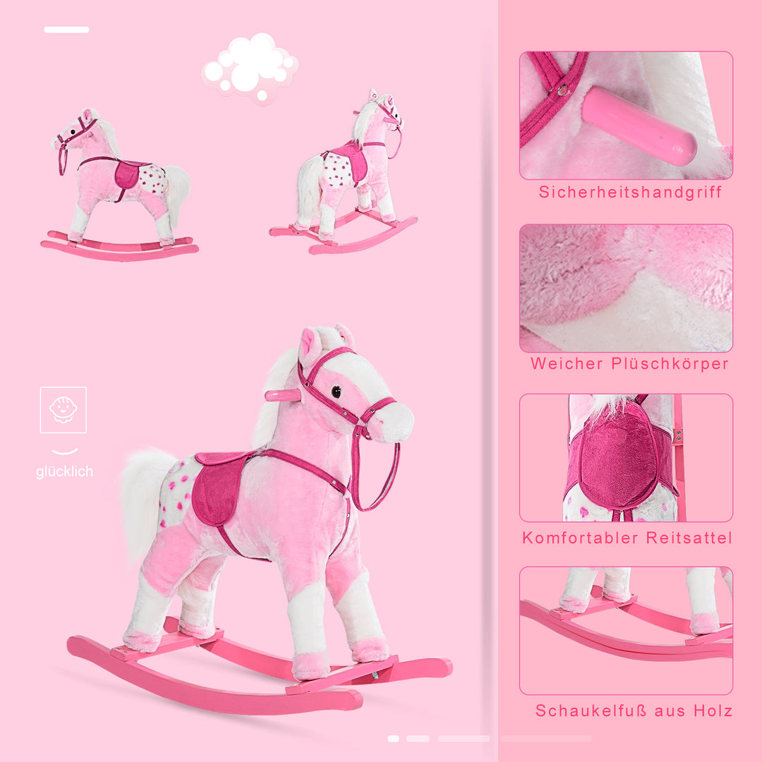 Børns gyngehest gyngedyr gyngelegetøj vrinskende pink 74x28x65cm