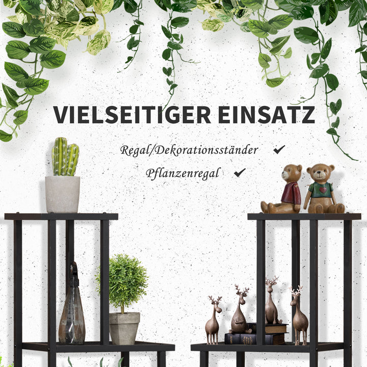 4-Hylde plantehylde vejrbestandig blomstertrappe 91 cm x 25 cm x 83 cm sort