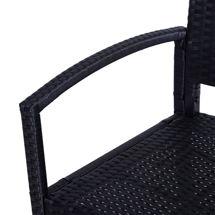 Havebænk, rattan-look, med stålstel, til 2 personer, sort, 122 x 60 x 85 cm