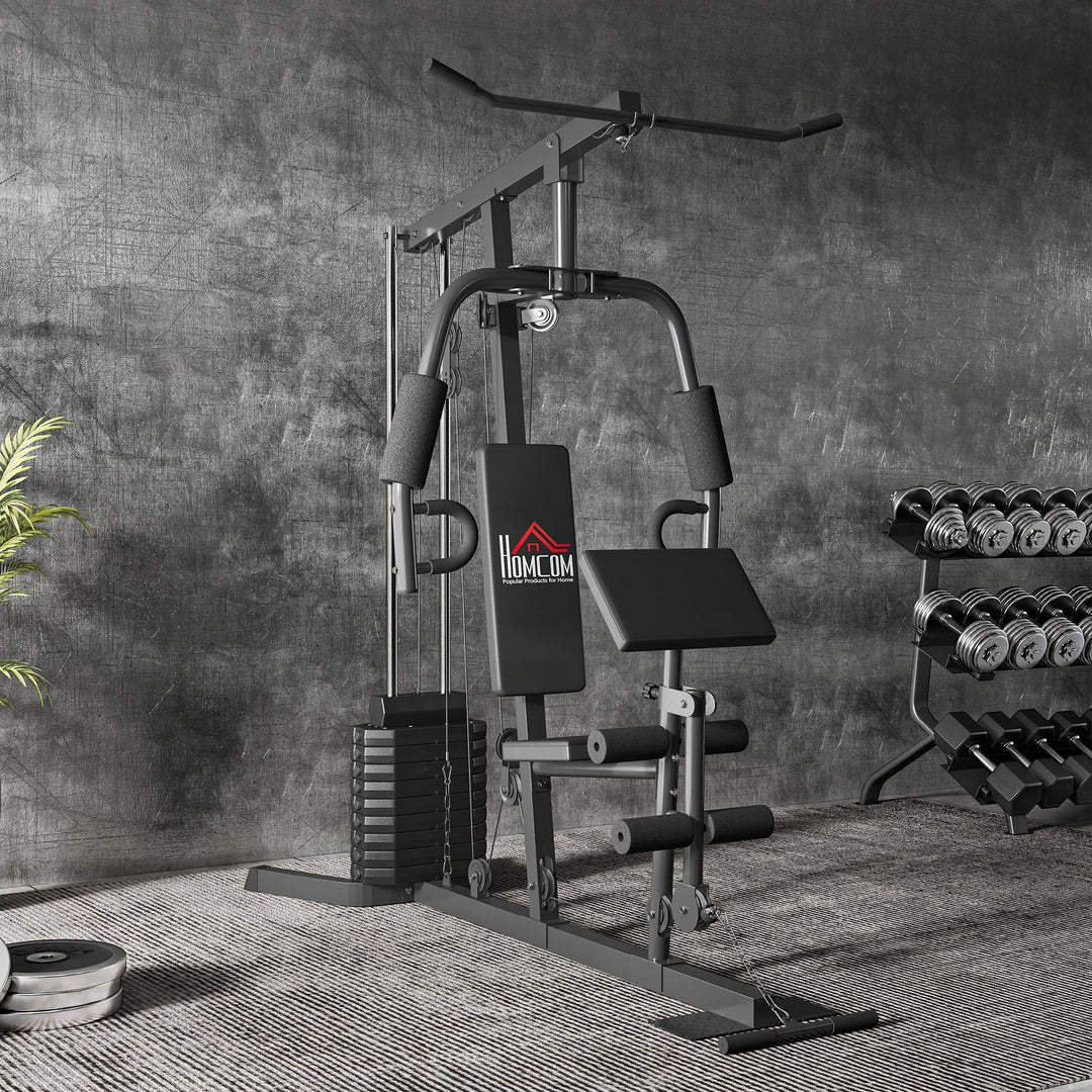 Kraftværk med 45 kg vægtblok 180 x 108 x 200 cm stål sort
