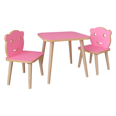 Bordsæt, bord med 2 stole, til børn, pink