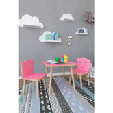 Bordsæt, bord med 2 stole, til børn, pink
