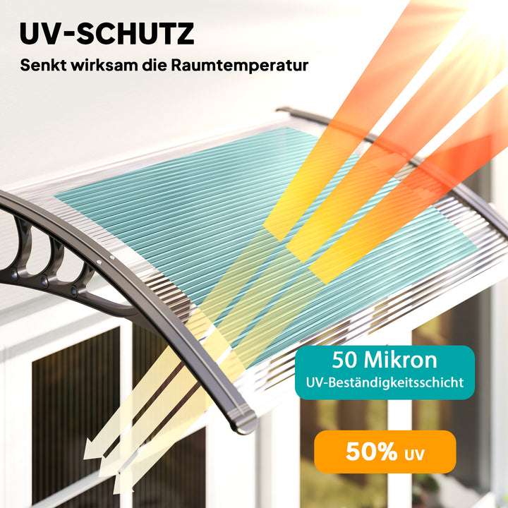 Baldakin til hoveddør 100 x 75 cm hult baldakin tagdækning polycarbonat transparent