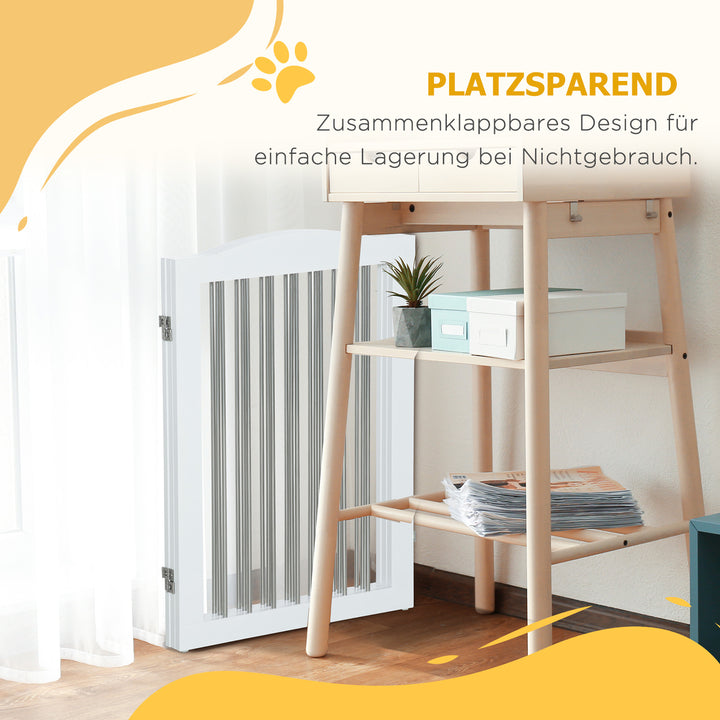 Foldbart hundegitter, justerbar form, til hunde op til 20 kg, 154 x 80 x 30 cm, hvid