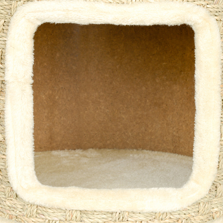 Kradsetræ til katte, lege- og afslapningsområde, plys, 38 x 37h cm, khaki-beige, op til 5 kg