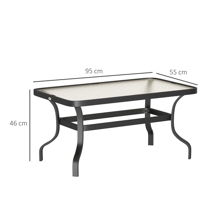 Sidebord sofabord i hærdet glas med bølgedesign, afrundet hjørne balkonbord 95x55 cm sort
