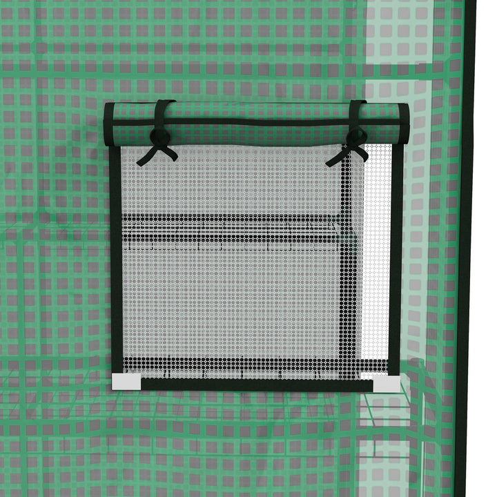 Drivhusfilm, reserveafdækning, vandtæt, rullevinduer og dør, 140 x 143 x 190 cm, grøn