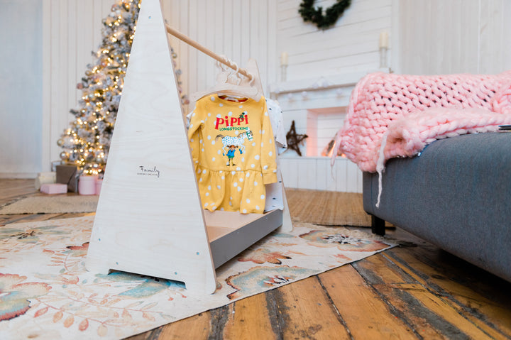 Montessori tøjstativ til selvstændige børn, hvid