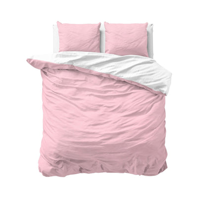 Twin Face sengesæt, pink/hvid 200 x 220