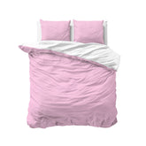 Twin Face sengesæt, pink/hvid 200 x 220