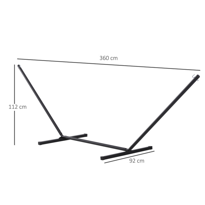 Hængekøjestativ til hængekøjer, hængekøjestativ med kroge, have, strand, metal, 360 x 92 x 112 cm, op til 120 kg