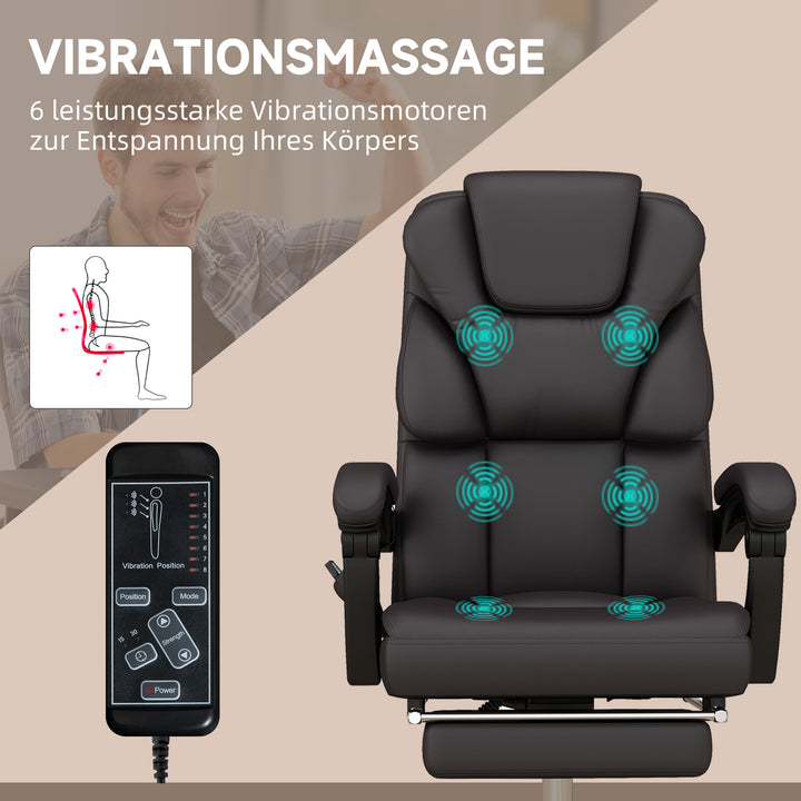 Kontorstol med massagefunktion, ergonomisk, lænestol, 63x57x118, brun