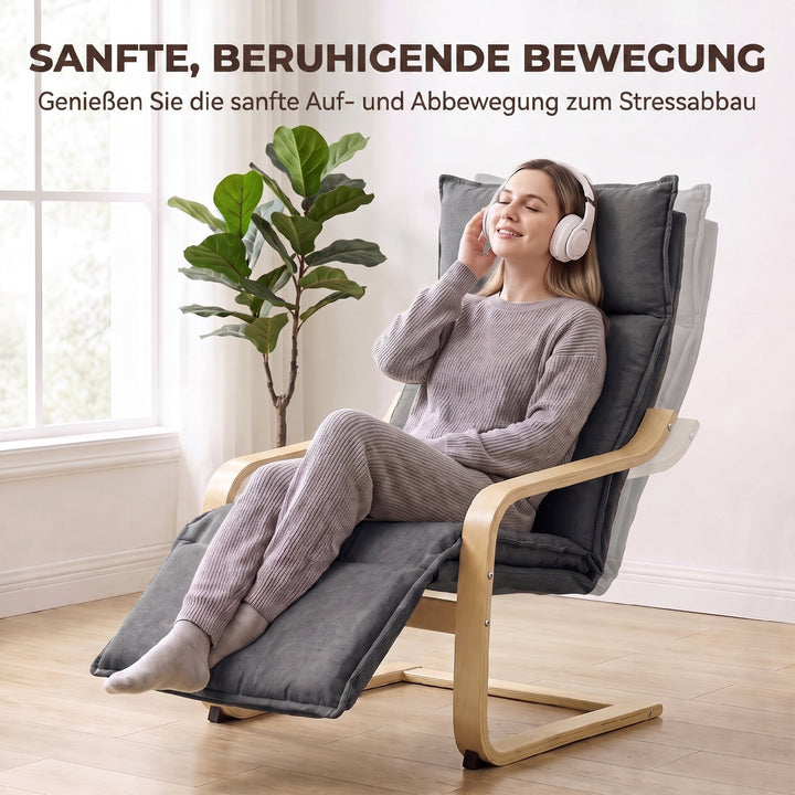 Loungestol, stuestol med fodstøtte, moderne mørkegrå