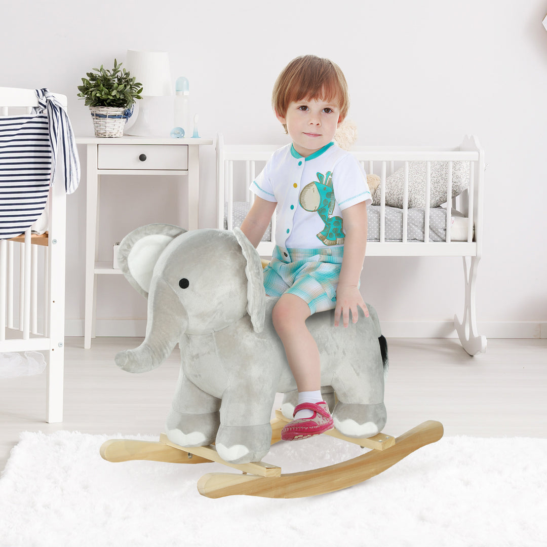Gyngehest, elefant, lydeffekter, sikker base, til 2-4 år, 64,5 x 31 x 52 cm, grå