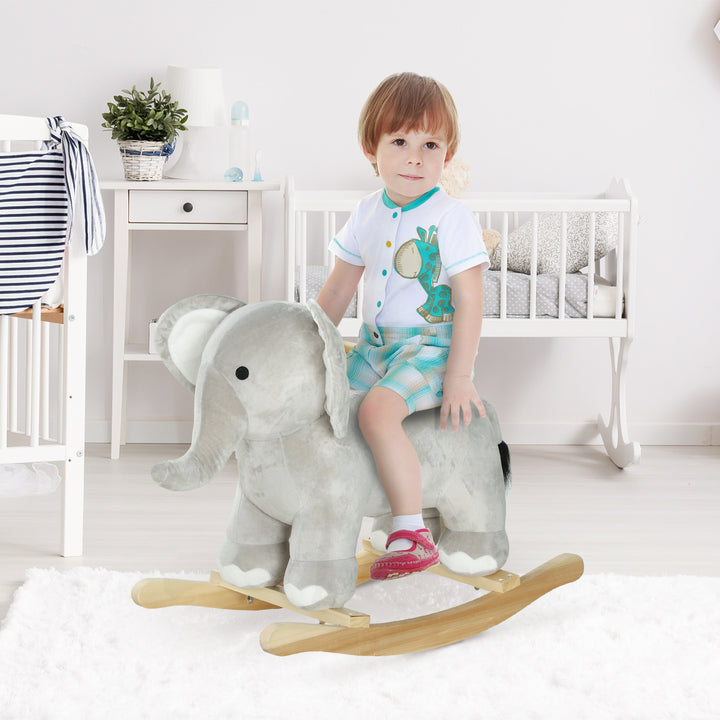 Gyngehest, elefant, lydeffekter, sikker base, til 2-4 år, 64,5 x 31 x 52 cm, grå