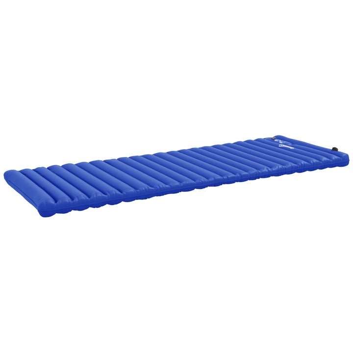Campingluftmadras, inklusive pumpe, hurtig oppustning, robust, 195 x 70 x 10 cm, blå