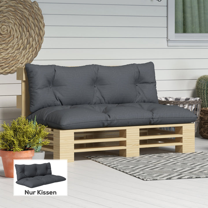 2-delt hyndesæt til havemøbler, vejrbestandigt, knapsyet, 120 x 60 x 15 cm, grå