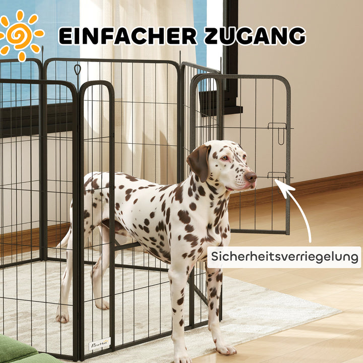 6-Panels kraftig hundegård med sikkerhedsdør, indendørs/udendørs, have, camping, 100 cm høj