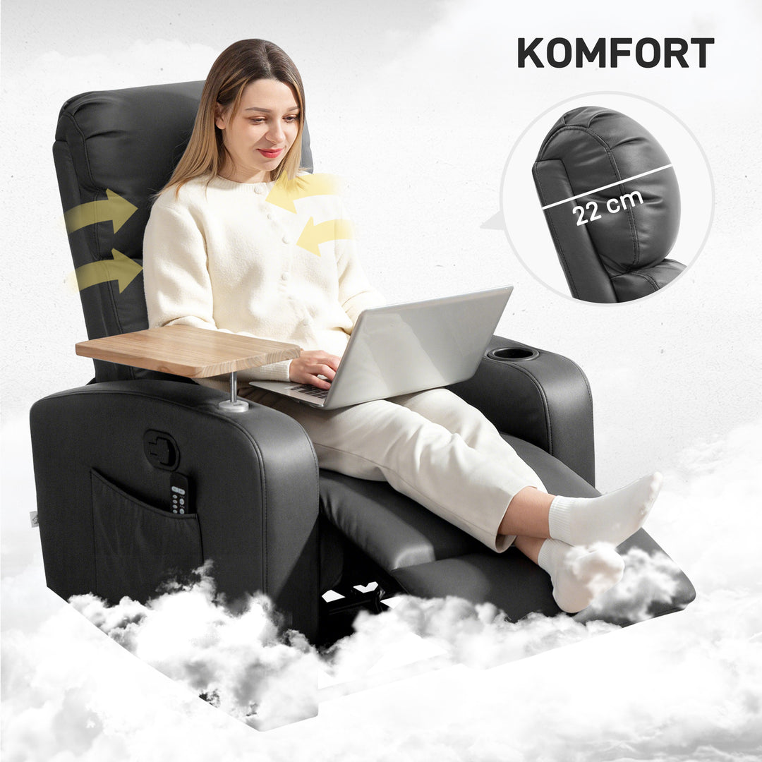 Massagestol med klapbord og fodstøtte, 77 cm x 93 cm x 105 cm, sort