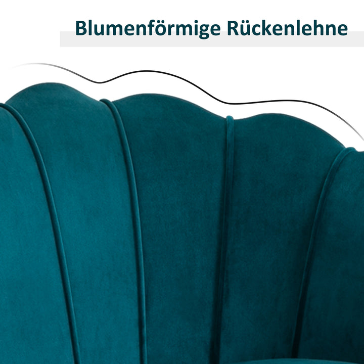 2-Personers sofa, polstret sofa, fløjlslook, dobbeltsofa, lasteevne op til 150 kg, 130 x 77 x 77 cm, mørkegrøn