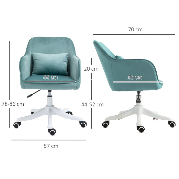 Massagekontorstol i fløjlslook, lændehynde med vibrationsmassage, op til 115 kg, usb-trinposition, højdejusterbar, 57b x 70d x 78-86h cm, grøn