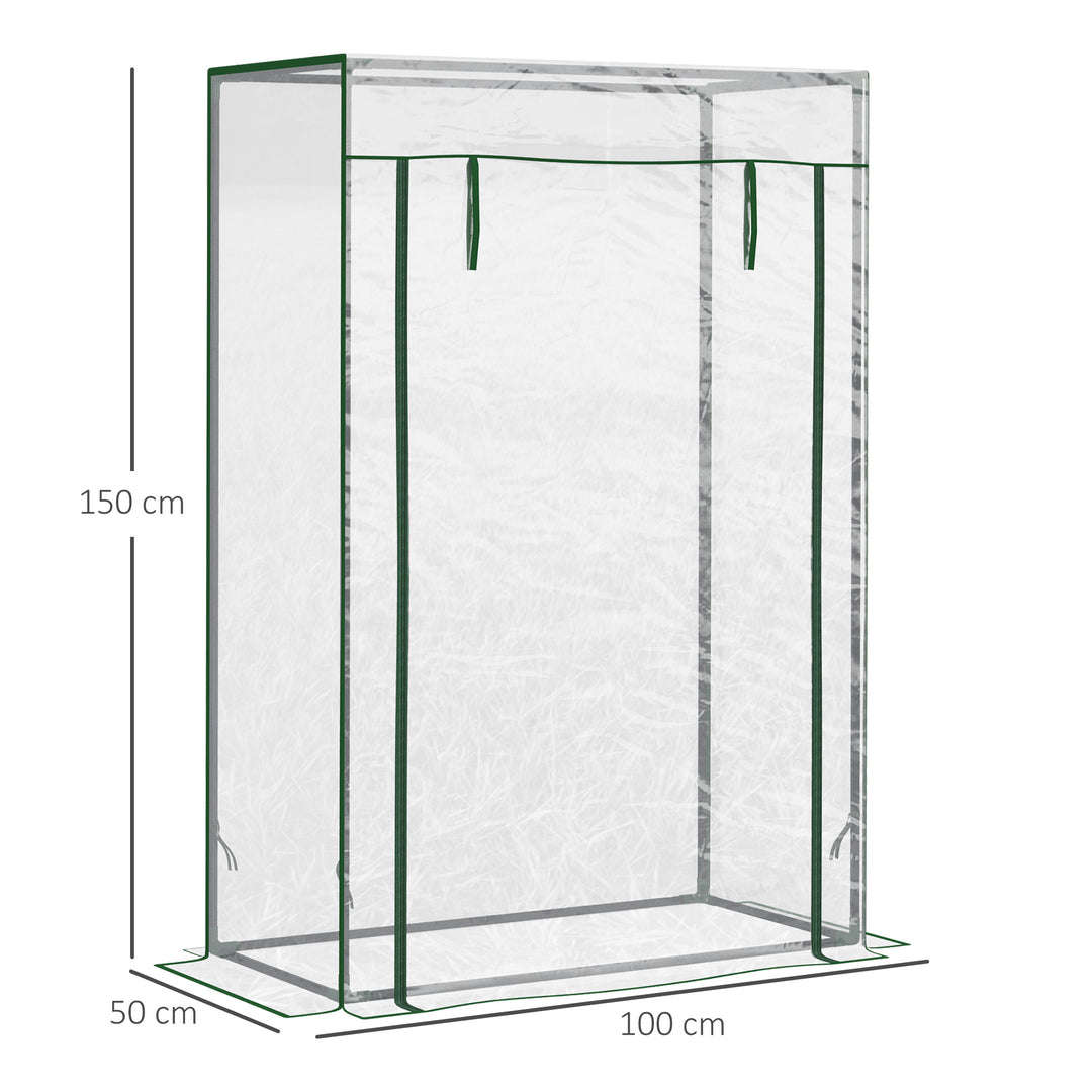 Drivhus med dør, vintersikkert foliedrivhus af stål, drivhus til altan, have, tomathus 100x50x150cm, tomatdrivhus til tomater, grøntsager, blomster, planter, transparent