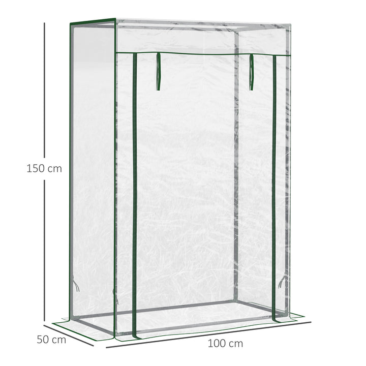 Drivhus med dør, vintersikkert foliedrivhus af stål, drivhus til altan, have, tomathus 100x50x150cm, tomatdrivhus til tomater, grøntsager, blomster, planter, transparent
