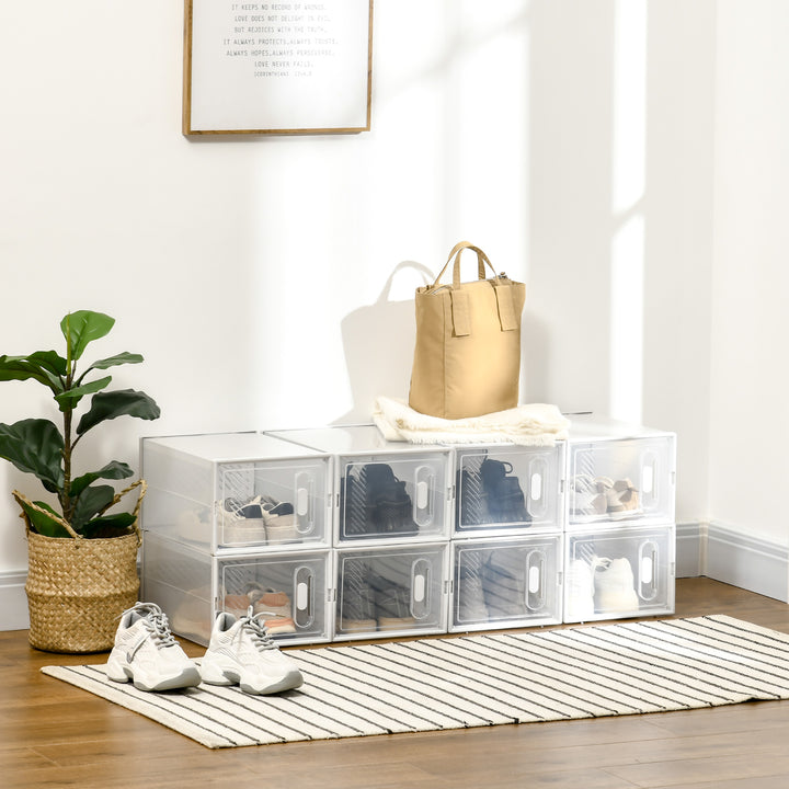 Modulært reolsystem med 8 rum, boltfri reol, 25 cm x 35 cm x 19 cm, transparent