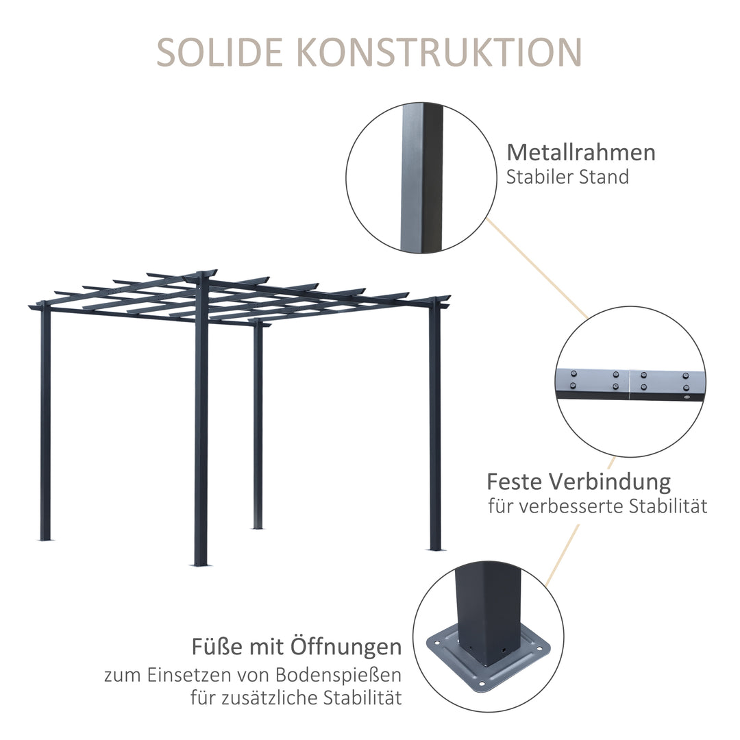 Rosenpavillon, plantebue, rosenbue, klatrehjælp, havepavillon, vejrbestandig, metal, sort, 2,97 x 2,95 x 2,3 m