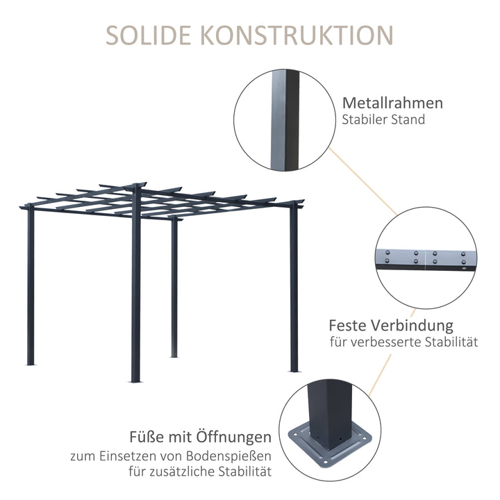 Rosenpavillon, plantebue, rosenbue, klatrehjælp, havepavillon, vejrbestandig, metal, sort, 2,97 x 2,95 x 2,3 m