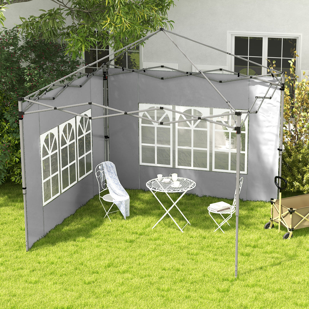 Sæt med 2 sidepaneler til 3x3/3x4 m pavillon, sidevæg med vindue, vandtæt, lysegrå