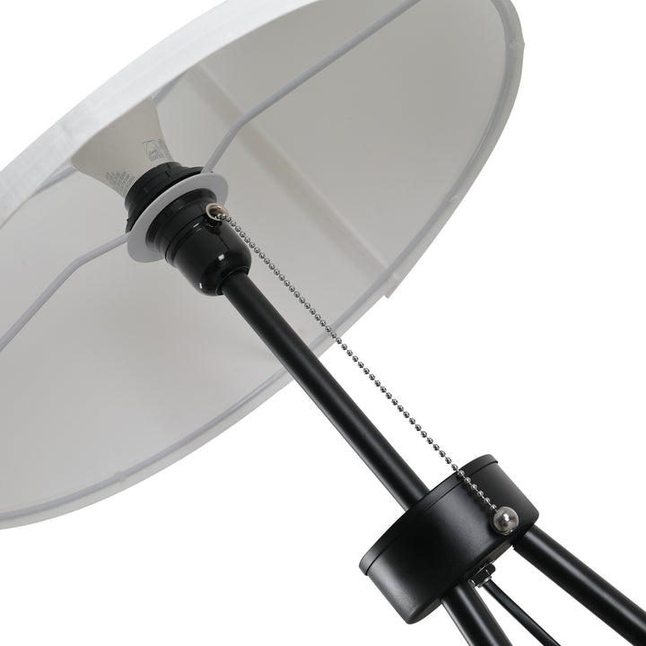 Gulvlampe e27, stål+polyester, 37x37x152cm (sort+hvid)
