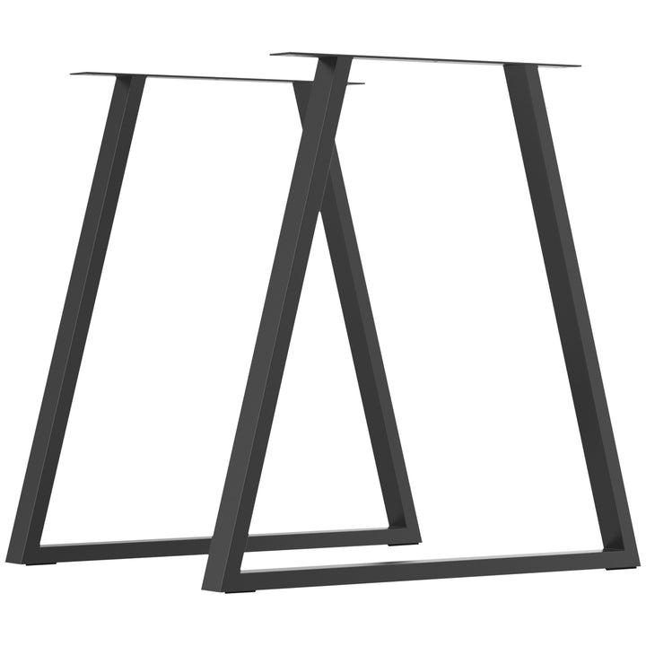 Trapezformede bordben, sæt med 2, metal, forboret, med skruer, sort