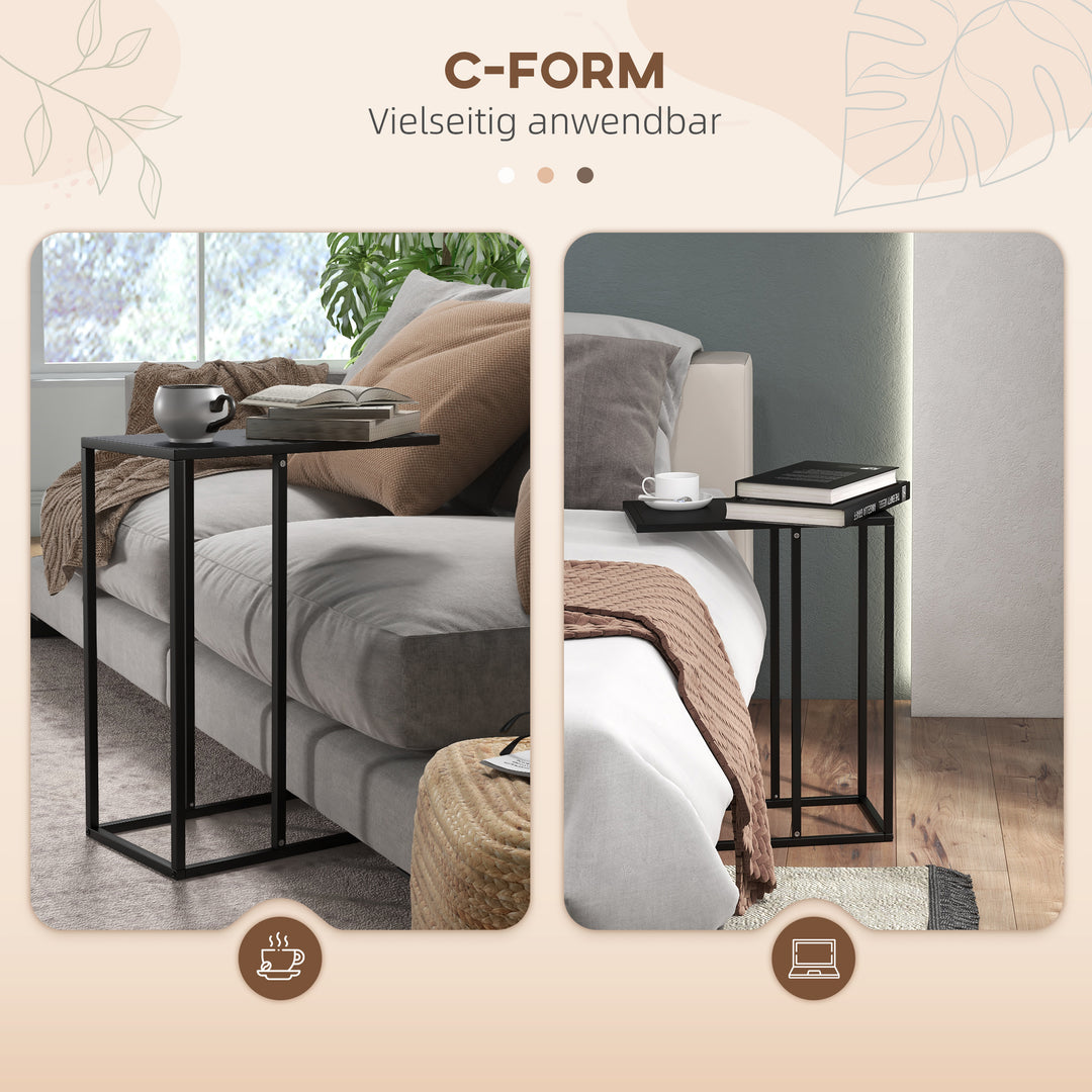 Slankt C-formet sidebord i stål – Perfekt til sofaen