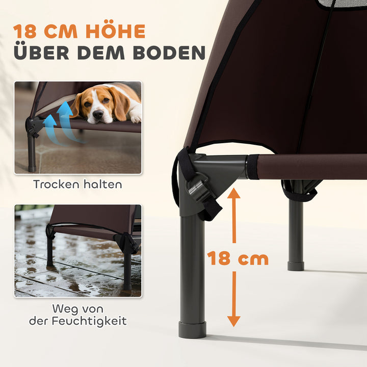 Udendørs hundeseng med tag, hævet hundeseng til store hunde, 91 x 76 x 90 cm, kaffe
