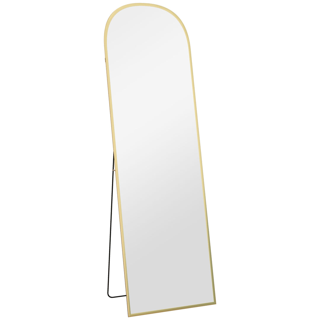 Stående spejl, helfigursspejl, stort spejl, moderne design, 50 cm x 1,5 cm x 161,5 cm, guld