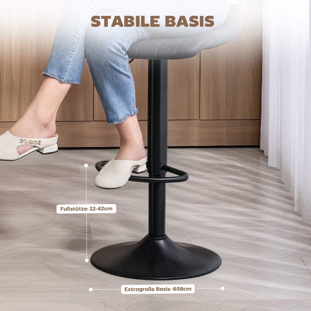 Sæt med 2 barstole i retrodesign, med fodstøtte, højdejusterbar, 43 cm x 49,5 cm x 111 cm