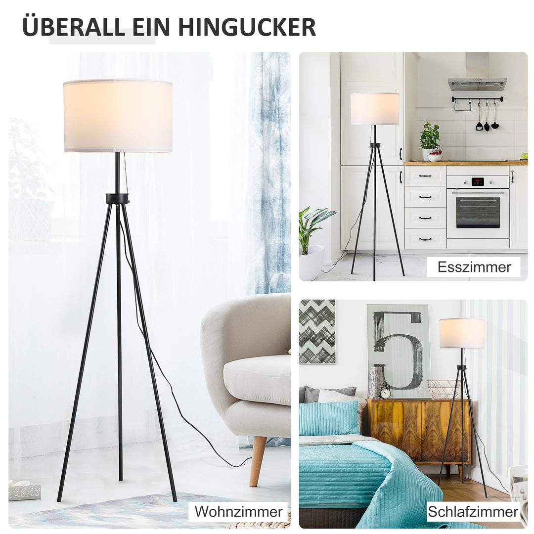 Gulvlampe e27, stål+polyester, 37x37x152cm (sort+hvid)