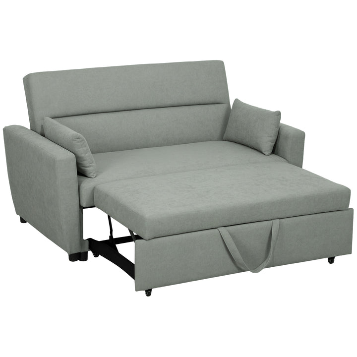 2-Personers sofa med sengefunktion, justerbar ryglæn, polstret sofa, fløjlslook, til stue, soveværelse, lysegrå