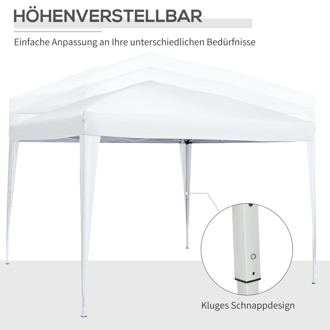 3 x 3 m pavillon med 4 sidevægge, vindue, partytelt med UV-beskyttelse, havetelt inklusive bæretaske, stål, hvid