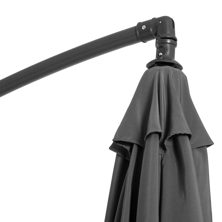 Parasol med håndsving vejrbestandig 2,95 m x 2,95 m x 2,45 m polyester stål sort